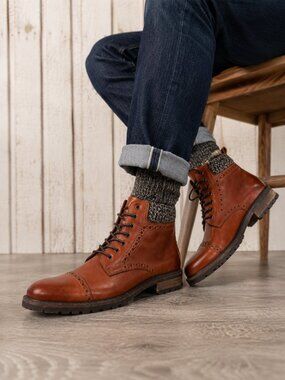 Thomas Dean Thomas Whiskey Leather Cap Toe Boots Mens 10.5